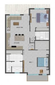 2 bedroom 2 bath plan